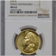NGC MS 62 koin emas gold coin Indonesia 25 rupiah 1952 dipanegara