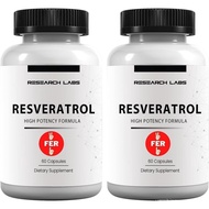 Research Labs 2X Potency Micronized Resveratrol Supplement 2 Fer 1 Ad - 1200mg Per 2 Capsules, 120 T