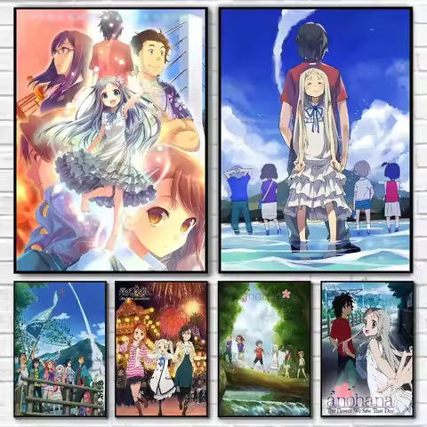 Hot Anime A-Anohana 2 Poster HD Home Decor Sticky Wall Waterproof Home Living Room Bar Aesthetic Dec