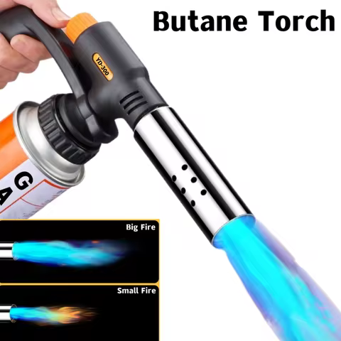 1pc Large Caliber Butane Torch Gas Flame Gun BBQ Torch Adjustable Flame for Barbecue Cooking Carbon 