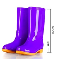 QY1Women's Mid-Calf Rain Boots Fleece-lined Rain Shoes Anti-Rain Shoes Rubber Shoe Cover Rubber Boots Thickened Adult No