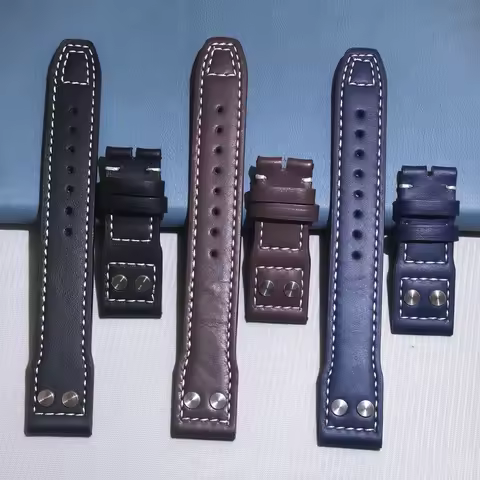 Genuine Leather Rivet Watch Strap for IWC Pilot’s Watch, Spitfire, Bronze Big Pilot, 20/21/22mm, for