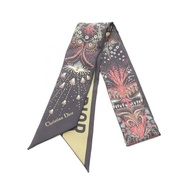 Christian Dior Mitza Twilly 絲巾，黑色/卡其色，二手，女士，102厘米