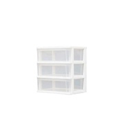 日本IRIS 三層抽屜式透明收納櫃 白色/透明 NSW543