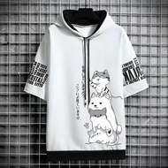 เสื้อยืดมีฮู้ดผู้ชายแขนสั้นเสื้อยืดแขนสั้น มีฮู้ด ทรงหลวม แฟชั่นฤดูร้อน สําหรับผู้ชาย 12.19