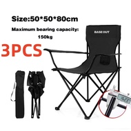 BASE OUT เก้าอี้พับ สีดํา สําหรับตั้งแคมป์กลางแจ้ง