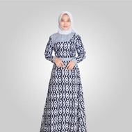 BATIK TRUSMI Dress Gamis Batik Wanita Bahan Katun Motif Kombinasi Aretha Warna Hitam MYD