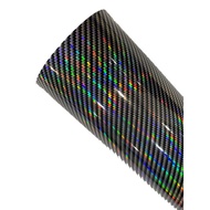 🔥READY STOCK🔥152x152CM (5x5feet) 6D High Class Rainbow Black Stripe Carbon fiber Shiny Car sticker W