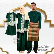 LAYKA|AIRIS|BALQIS EMERALD GREEN SET FAMILY LACE KURUNG MODEN SEDONDON RAYA 2024 IBU AYAH ANAK BAJU MELAYU