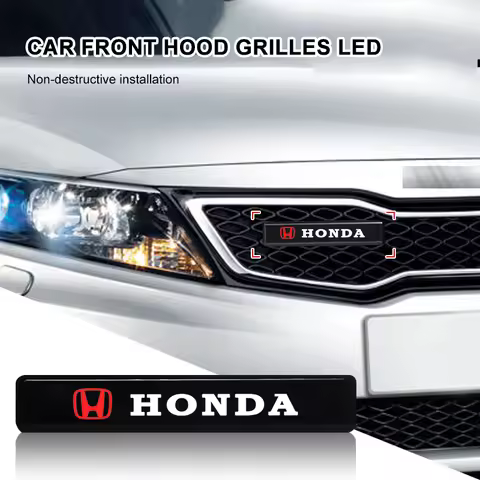 Car Front Cover Grille Lamp Emblem Decor Lightings LED Lights For Honda Civic Odyssey Vezel Accord P