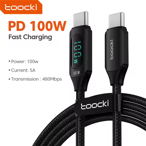 Toocki 6A USB Cable Fast Charging 480Mbps Data Transmission with LED Indication Type-C Cable For Sam