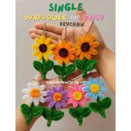 MATAHARI GANTUNGAN Single Sunflower & Daisy Keychain Daisy Bag Charm Wire Feather Keychain