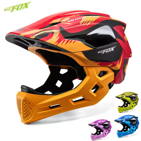 BATFOX Child Bicycle Helmet MTB Detachable Kids Full Face Helmet for Children Motorcycle Casco Bicic