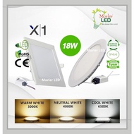 18W 8 Inch LED Recessed Round / Square Panel Downlight Ceiling Light Home Lighting Thin Lamp