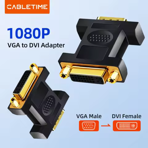 CABLETIME VGA Male to DVI 24+5 Pin Female Converter DVI to VGA Adapter 1080 Gold plated DVI Converto