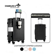 CHARLES X luggage bag travel Cup Holder & USB Charger Luggage 20/22/24/26/28 Inch  ABS+PC
