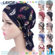 LAYORSG Turban Hat Ruffle Beanie Muslim Cancer Chemo Hat