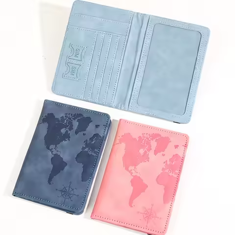 Travel Accessories Leather Map Passport Holder Travel Wallet Passport Cover Passport Wallet Plane Ti