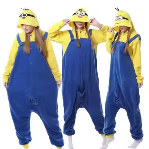 Minions Cosplay Kigurumi Onesies Pajamas Cartoon Anime Jumpsuit Sleepwear Adult Home Clothes Christm