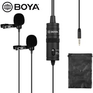 BOYA BY-M1DM Dual Omni-directional Lavalier Microphone Lapel Mic for Smartphone / DSLR Camera / PC / Audio Recorder