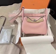 Hermes Mini Lindy😍🔥3Q Rose Sakura 櫻花粉🌸Swift leather  銀扣