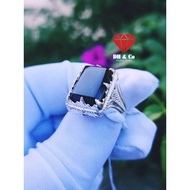 PERMATA AKIK YAMAN HITAM ASLI SILVER 925