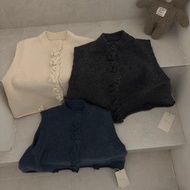 MX5720- (QC product) Floral button wool vest for girls - Real photo