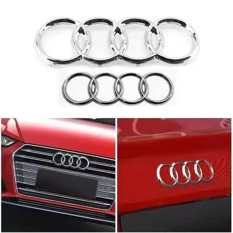For Audi A3 A4 A5 A6 A7 Q2 Q3 Q5 Q8 TT ABS Black Hood Front Bonnet Grill Rear Trunk Emblem Logo Badg