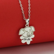 Dây chuyền bạc cho bé trai bé gái khắc tên hình con lợn DCT0036 - Trang Sức TNJ