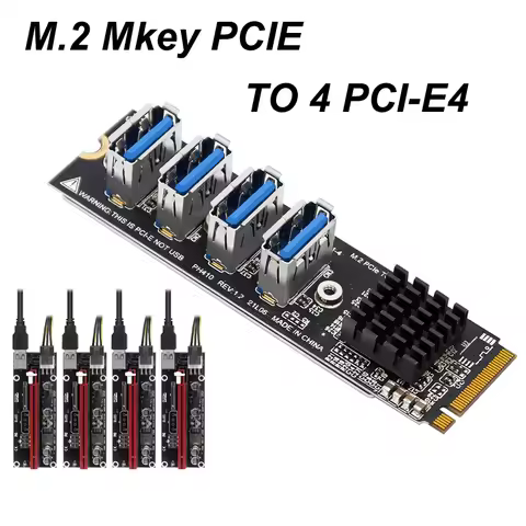 M.2 M KEY PCI-E Riser 4 Risers Into TO PCI Card 4-port PCI-E X1 Adapter Module For Window 1 To 4 Exp