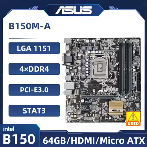 ASUS B150M-A Motherboard LGA 1151 intel B150 DDR4 64GB support Core i3-6100 i3-7300 i5-6600 i5-7600 