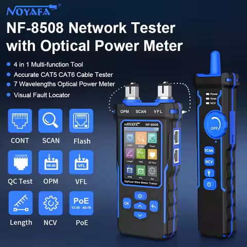 Noyafa NF-8508 Network Cable Tester with OPM VFL PoE Digital LCD Display Cable Tracker RJ11 RJ45 Lin
