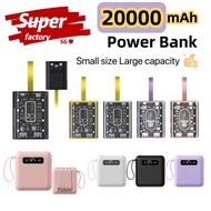 [SG In Stock]20000 mAh Mini Power Bank Large-Capacity PowerBank Fast Charging With Cables Built-in 3、4 Cables