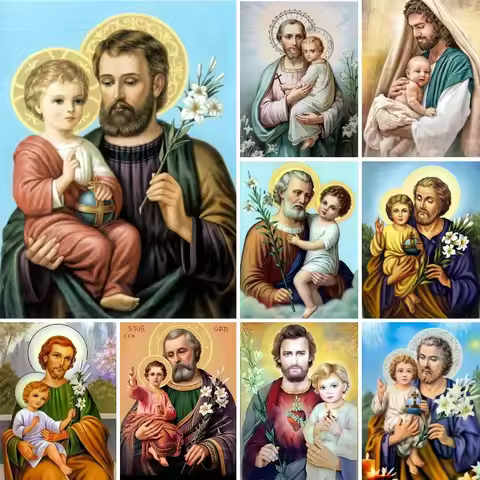 5D Full Square Diamond Painting Catholic Saint Joseph Prayer DIY Diamont Embroidery Art Full Square 