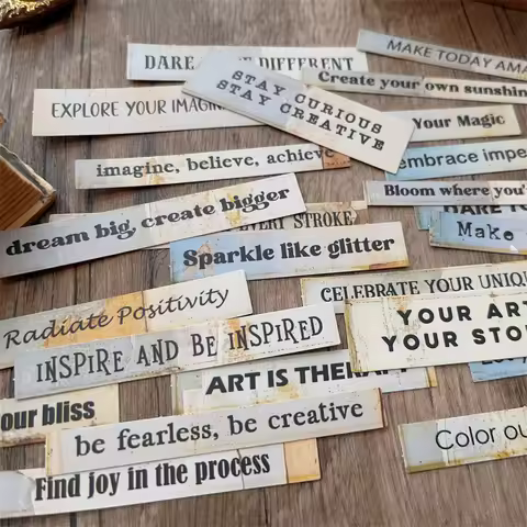 24pcs/lot Vintage English Typewriter Stickers Mottled Word Inspiration Quote Junk Journal Ephemera S