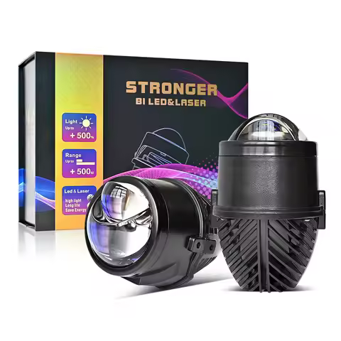 2.0 Inch Car LED Fog Light Bi Beam Projector Lens, Direct Sun Laser Style Hi-Lo Beam, Universal Fit