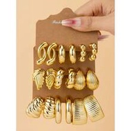 2/6/18pcs Gold-Tone Fashion Earring Set, Suitable For Daily, Travel, Vacation, Casual Wear. Great Gi