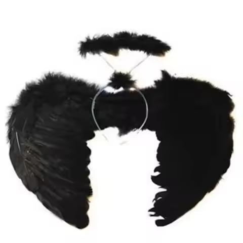 Halloween Angel Set Angel Wings Black Wings Feather Angel Ring Headband