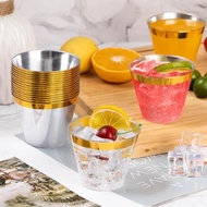 20Pcs 9oz Shiny Crystal Clear Gold rimmed Plastic Disposable Cups