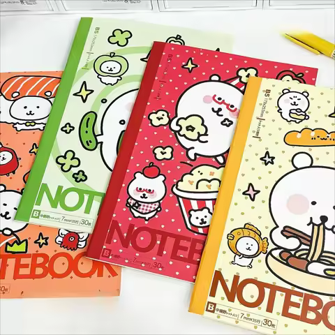 Kawaii Joke Bear B5 Notebook Cute Food-themed Selfmocking Bear Lined Journal Anime Stationery for Sc