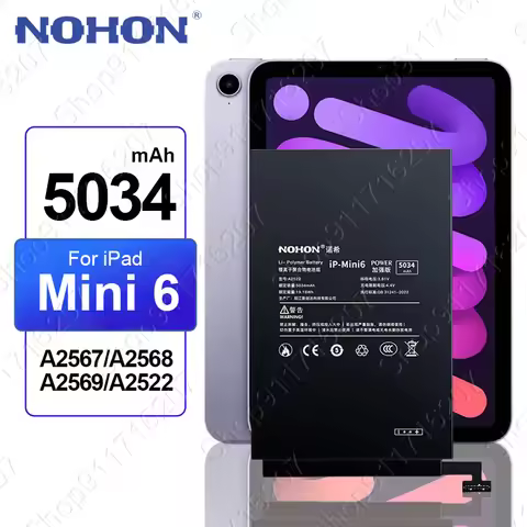 Nohon 5034mAh Tablet Battery For iPad Mini 6 Mini6 Replacement Batteries For A2567 A2568 A2569 A2522