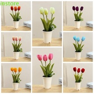 INSTORE Artificial Tulip Flower, Silk Flowers 3/2Heads Artificial Flowers Tulip Potted, Fake Plants Plastic DIY Vivid Simulated Flowers Garden Decoration