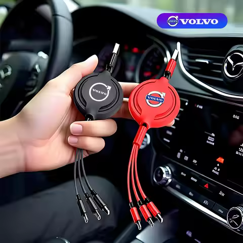 3 In 1 Retractable Fast Charging Cable Micro USB Car Charger For Volvo ES90 EC40 EX40 EM90 XC90 V90 