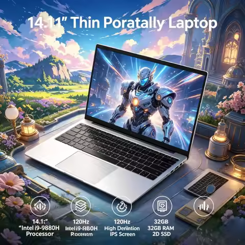 120Hz FHD IPS Screen 14.1 Inch Portable Laptop Intel Core i9-9880H 32GB Large RAM 2TB Fast SSD Built