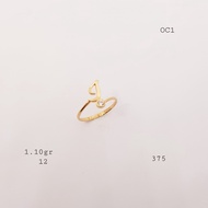 Gold Ring Alphabeth Letters J K375 / 9k Ubs Ha
