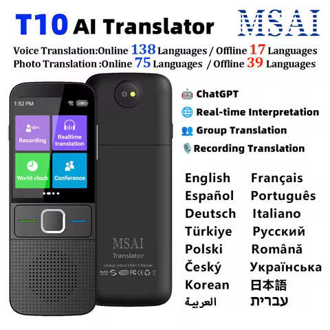 MSAI T10 138 Languages Translator for Travel Photo 75 Languages Real-time Offline Translation 17 Lan