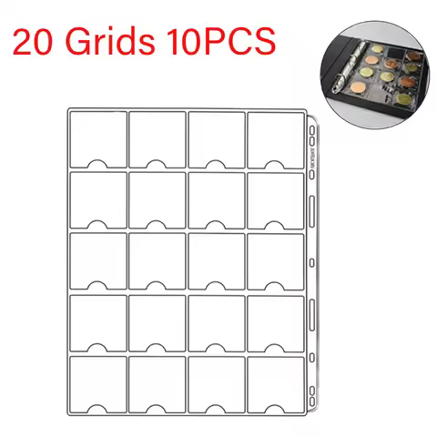 195*160mm Mini 10PCS 12/20 Compartment Coin Storage Album Coin Flipchart Coin Collection Album Trans