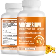 Magnesium Glycinate Supplement Softgels, Magnesium Glycinate 400mg with Zinc, Vitamin B6, C, D3, Pur