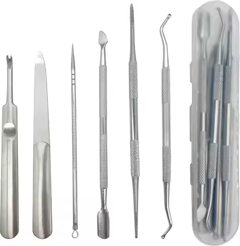 Set of 6 Stainless Steel Ingrown Pedicure Toenail Tool Kit with File and Lifters for Ingrown and Thi