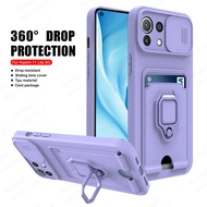 Push Camera Protect Case For Xiaomi Redmi Note 10 Pro mi 11 lite note 11 Redmy 10s Note10 S 10Pro Car Magnetic Ring Stand Wallet Card Cover Coque